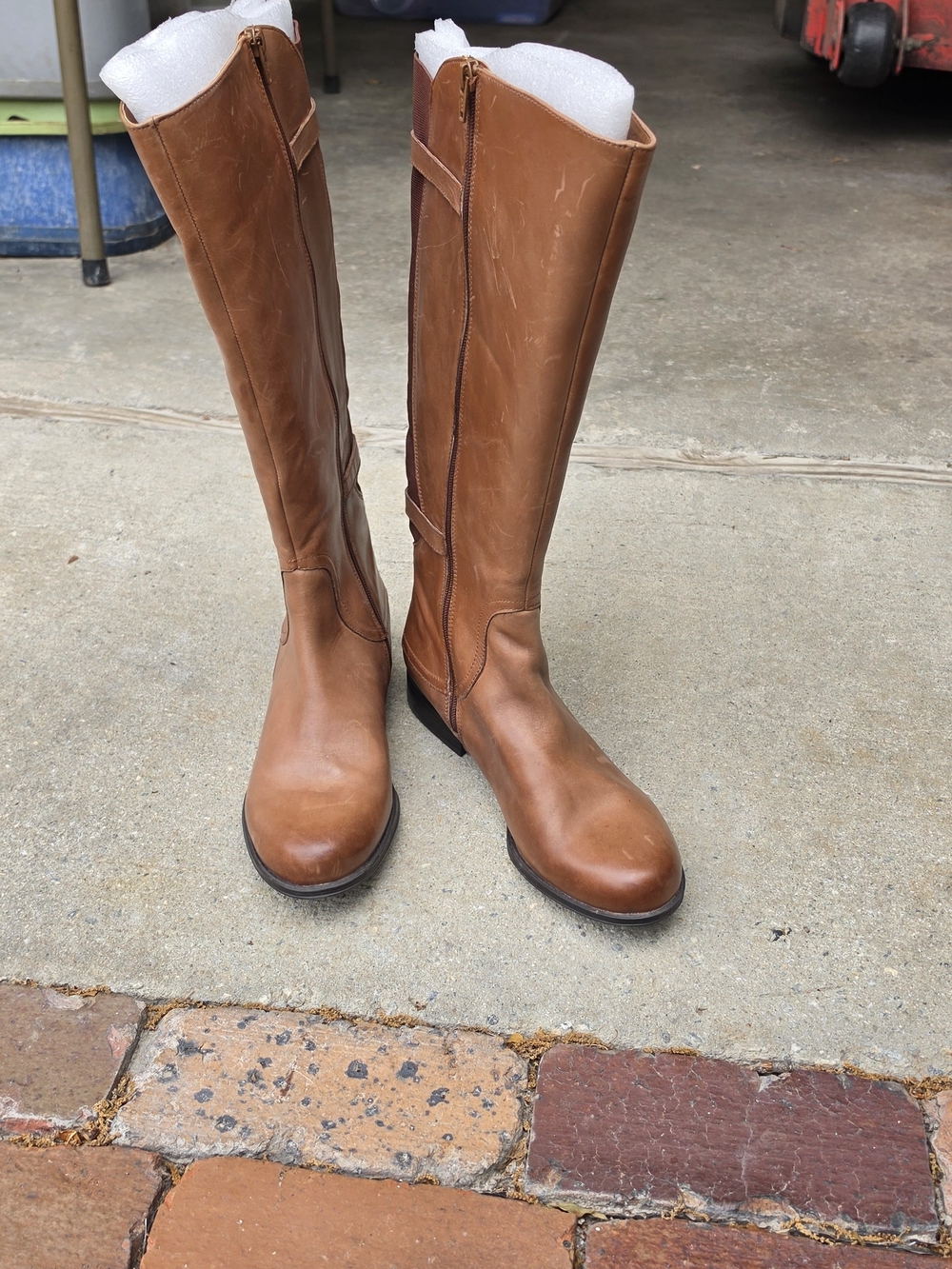 Naturalizer Classic Tall Leather Riding Boots in Cognac Brown